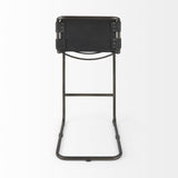 Mercana Berbick 43" Total Height Black Leather w/ Iron Frame Bar Stool