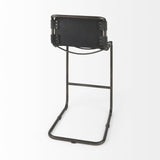 Mercana Berbick 43" Total Height Black Leather w/ Iron Frame Bar Stool