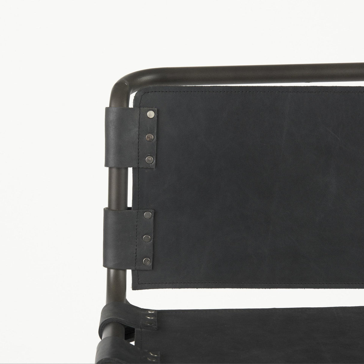 Mercana Berbick 43" Total Height Black Leather w/ Iron Frame Bar Stool