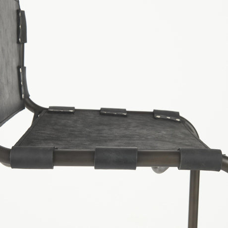 Mercana Berbick 43" Total Height Black Leather w/ Iron Frame Bar Stool