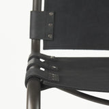 Mercana Berbick 43" Total Height Black Leather w/ Iron Frame Bar Stool