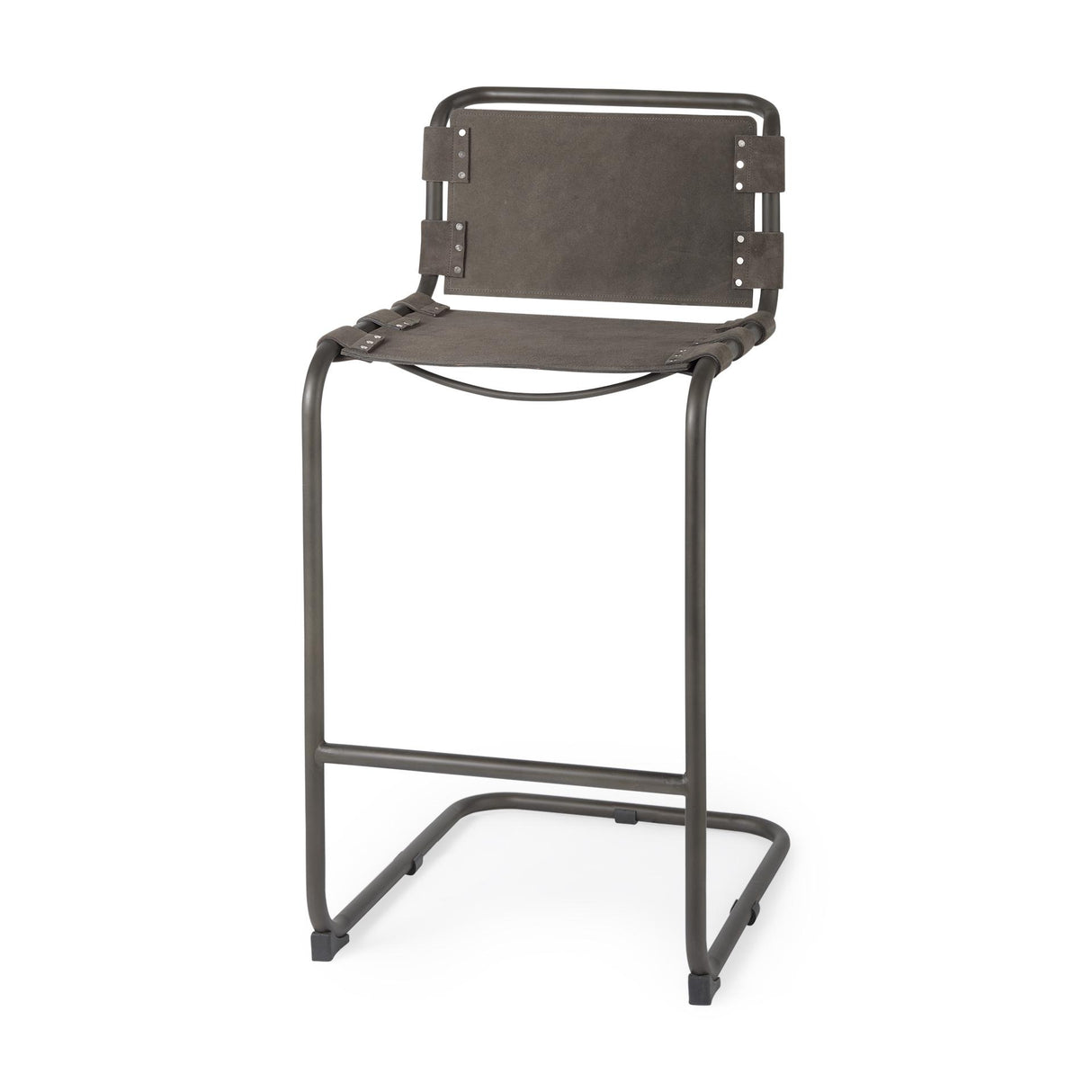 Mercana Berbick 43" Total Height Brown/Gray Suede w/ Iron Frame Bar Stool
