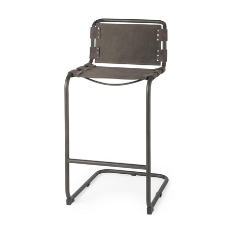 Mercana Berbick 43" Total Height Brown/Gray Suede w/ Iron Frame Bar Stool