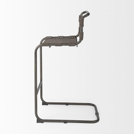 Mercana Berbick 43" Total Height Brown/Gray Suede w/ Iron Frame Bar Stool