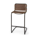 Mercana Berbick 43" Total Height Medium Brown Leather w/ Iron Frame Bar Stool