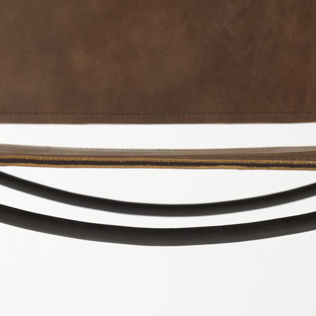 Mercana Berbick 43" Total Height Medium Brown Leather w/ Iron Frame Bar Stool