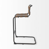 Mercana Berbick 43" Total Height Medium Brown Leather w/ Iron Frame Bar Stool