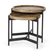 Mercana Marquisa (Set of 2) 22.5L x 22.5W x 20.8H Light Brown Wood W/ Black Metal Base Nesting Side Tables