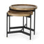 Mercana Marquisa (Set of 2) 22.5L x 22.5W x 20.8H Light Brown Wood W/ Black Metal Base Nesting Side Tables