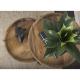 Mercana Marquisa (Set of 2) 22.5L x 22.5W x 20.8H Light Brown Wood W/ Black Metal Base Nesting Side Tables