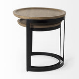 Mercana Aisley (Set of 2) 19.3L x 19.3W x 19H Light Brown Wood W/ Black Metal Base Round Nesting Side Tables