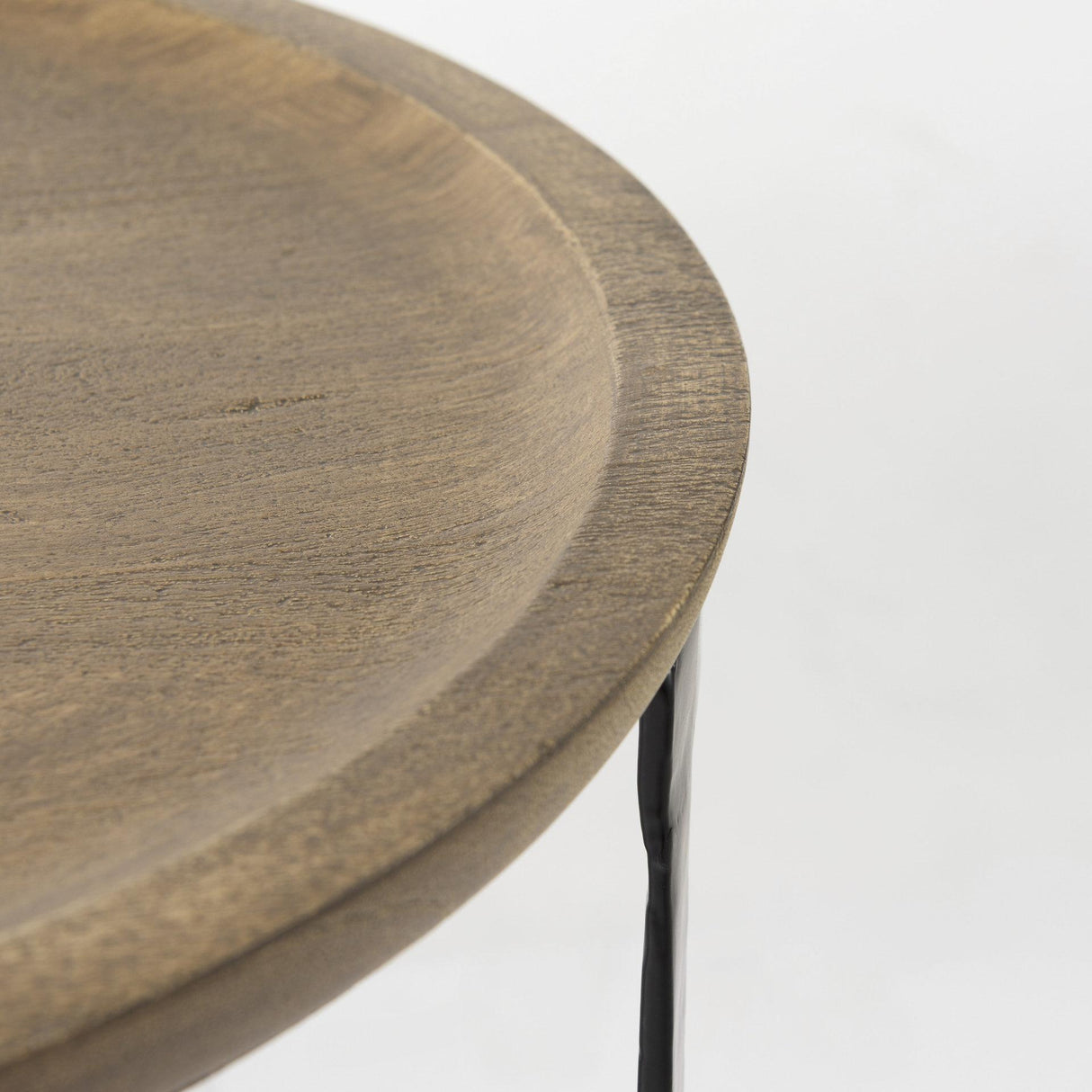 Mercana Aisley (Set of 2) 19.3L x 19.3W x 19H Light Brown Wood W/ Black Metal Base Round Nesting Side Tables
