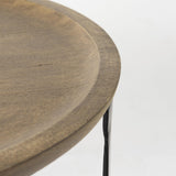 Mercana Aisley (Set of 2) 19.3L x 19.3W x 19H Light Brown Wood W/ Black Metal Base Round Nesting Side Tables