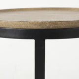 Mercana Aisley (Set of 2) 19.3L x 19.3W x 19H Light Brown Wood W/ Black Metal Base Round Nesting Side Tables