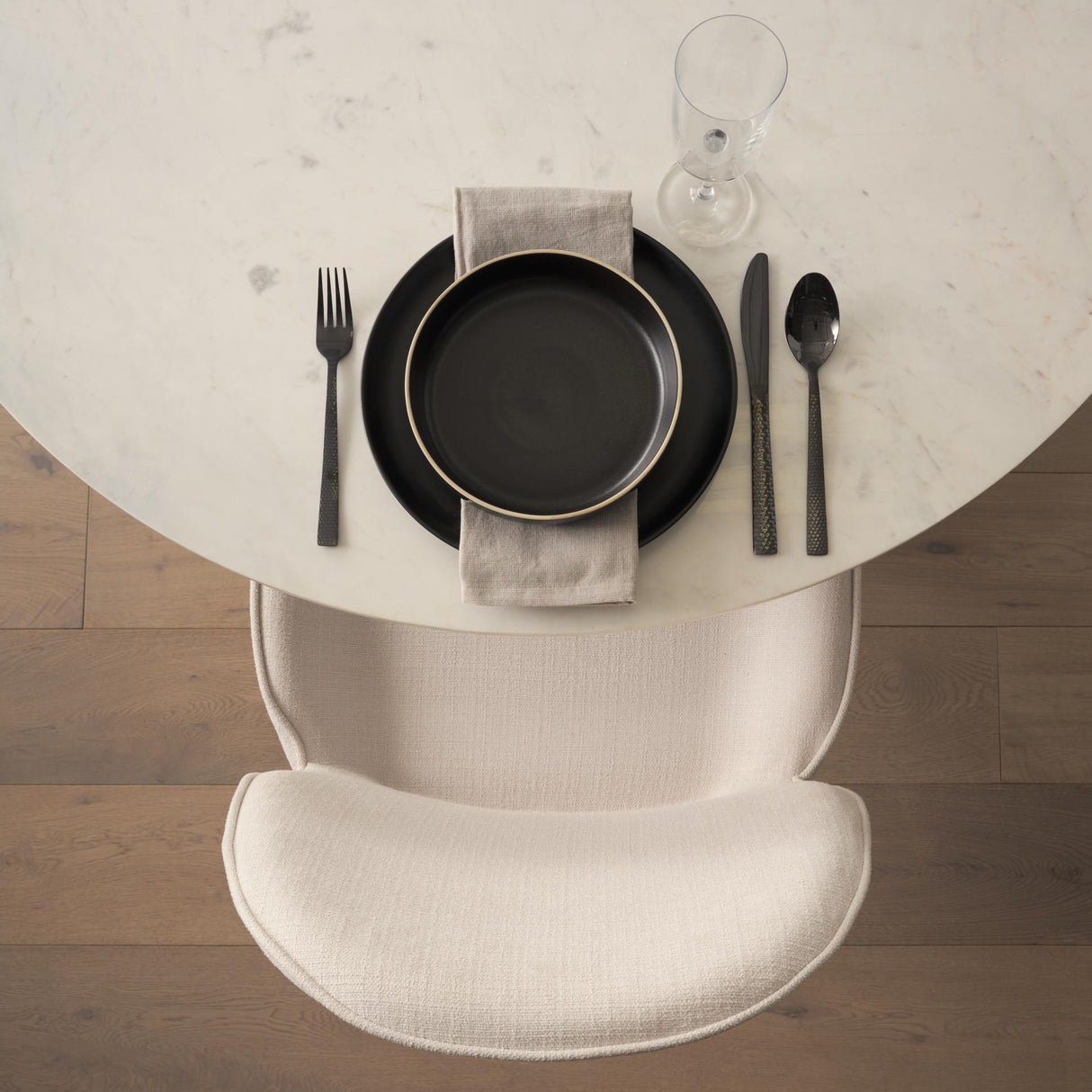 Mercana Inala White Fabric Seat Black Metal Frame Dining Chair