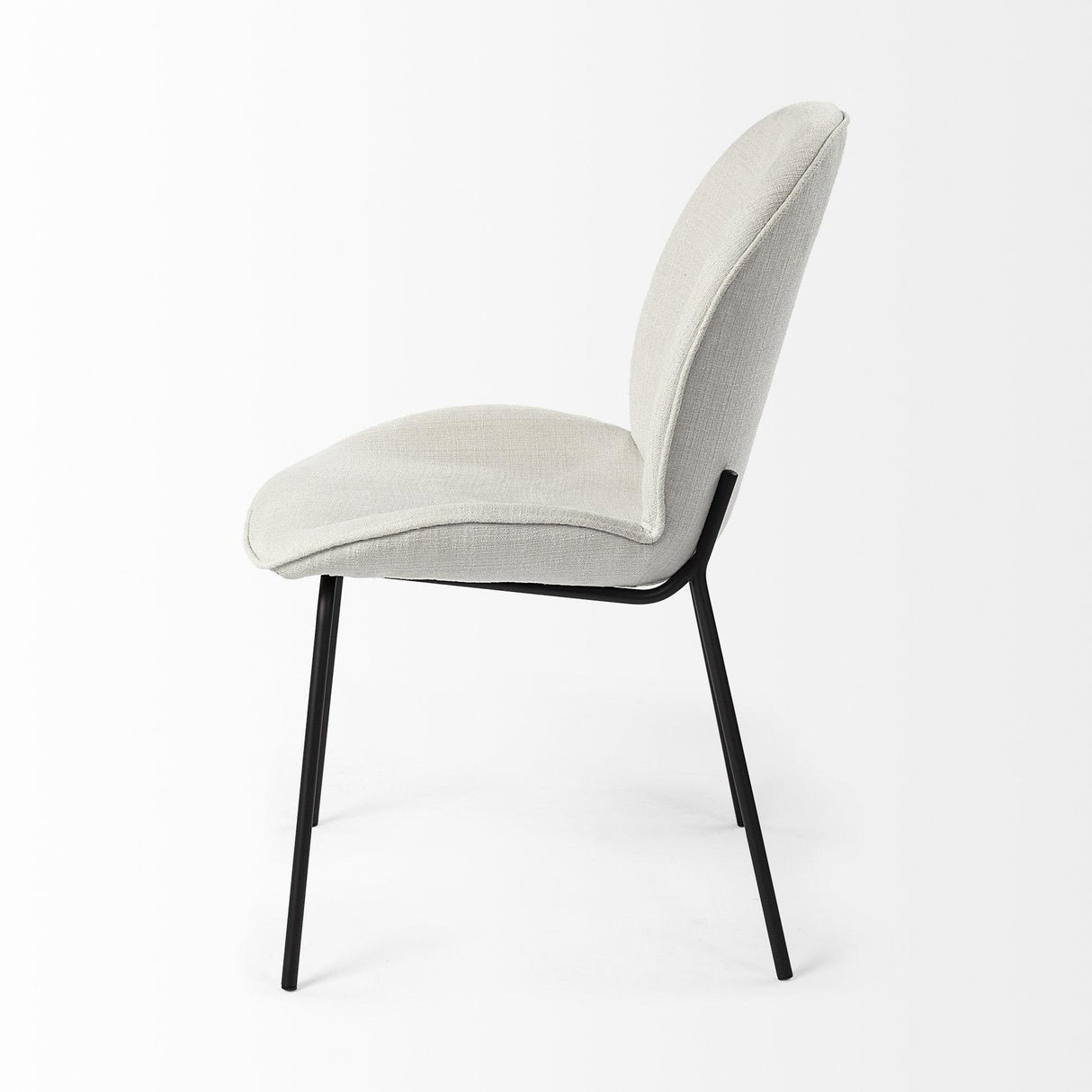 Mercana Inala White Fabric Seat Black Metal Frame Dining Chair