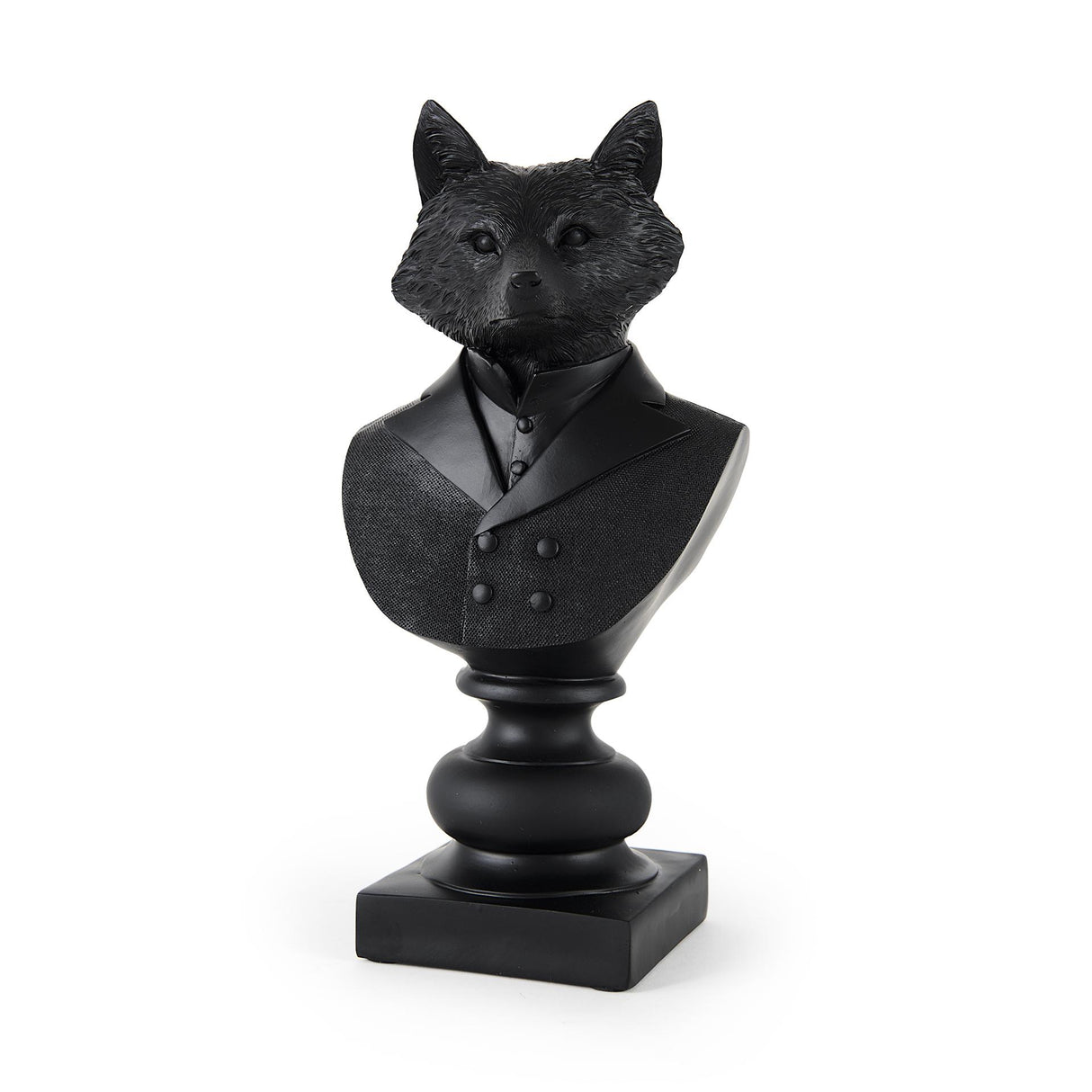 Mercana Murray 6.0L x 4.5W x 13.0H Black Painted Resin Fox in a Suit Bust