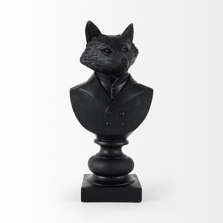 Mercana Murray 6.0L x 4.5W x 13.0H Black Painted Resin Fox in a Suit Bust