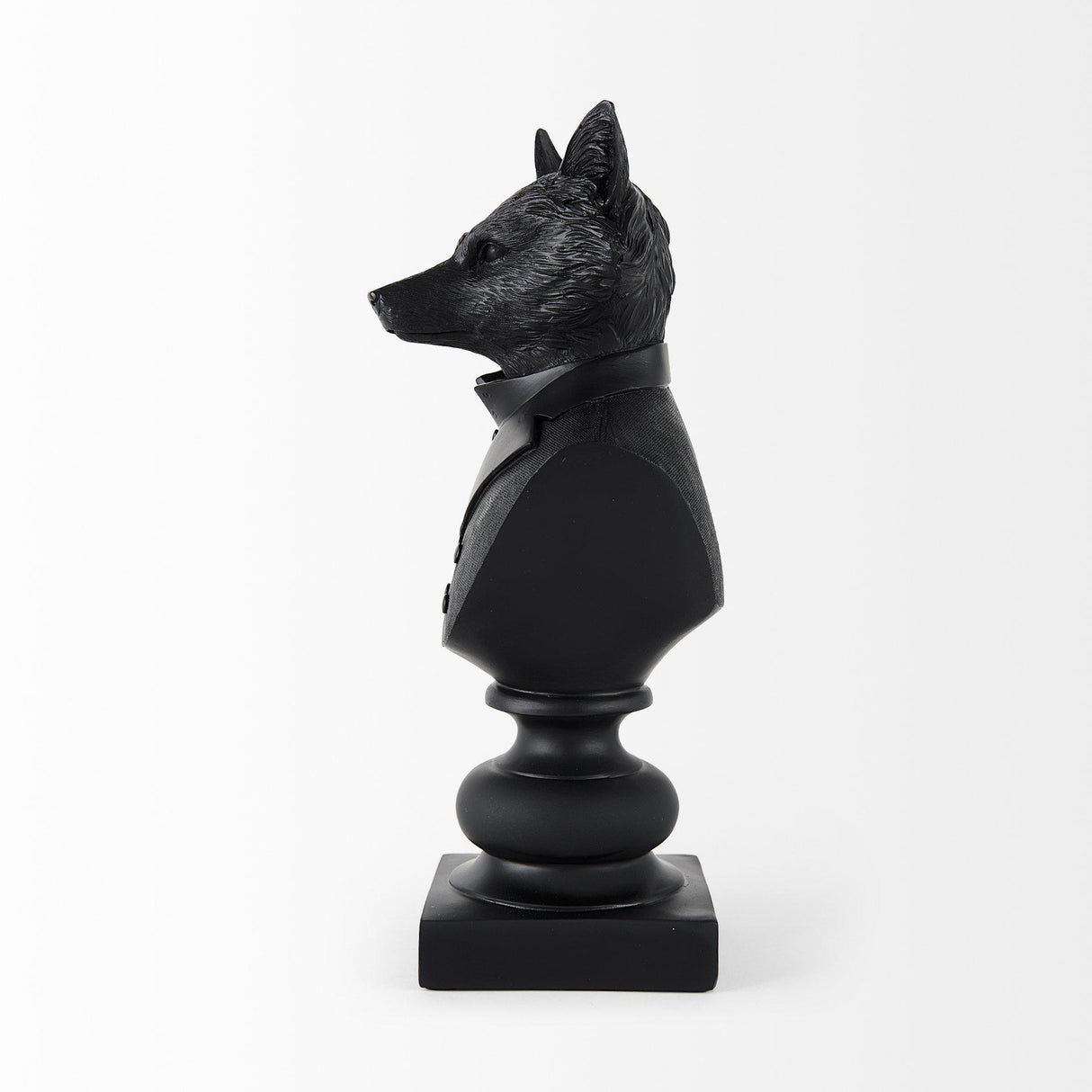 Mercana Murray 6.0L x 4.5W x 13.0H Black Painted Resin Fox in a Suit Bust