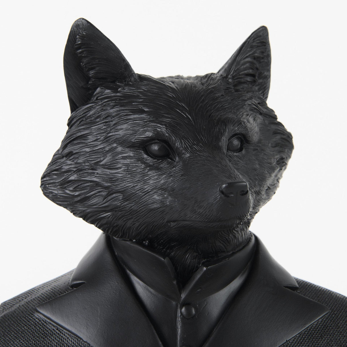 Mercana Murray 6.0L x 4.5W x 13.0H Black Painted Resin Fox in a Suit Bust