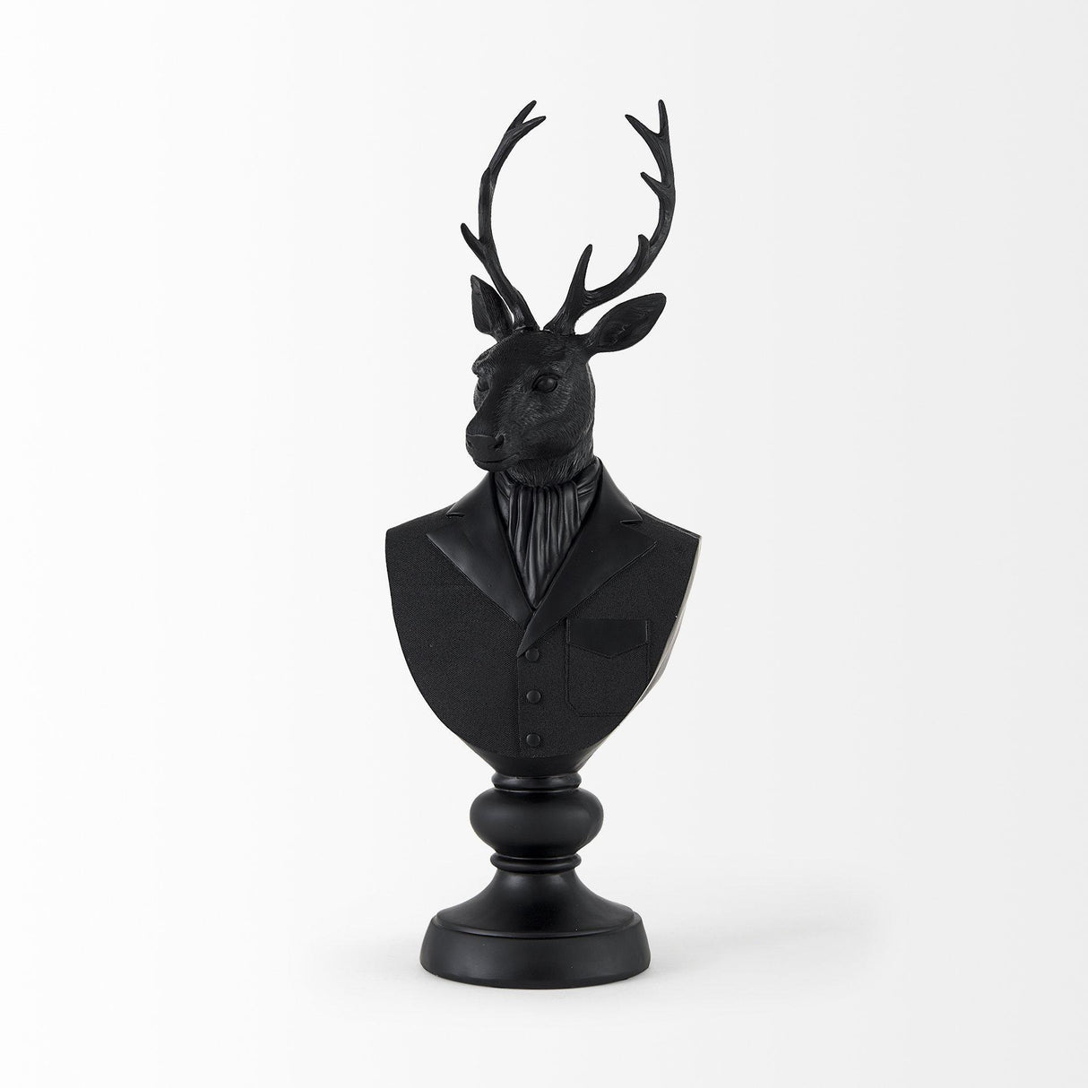 Mercana Mozart 8.2L x 6.0W x 22.5H Black Painted Resin Deer Bust