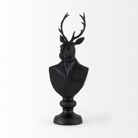 Mercana Mozart 8.2L x 6.0W x 22.5H Black Painted Resin Deer Bust