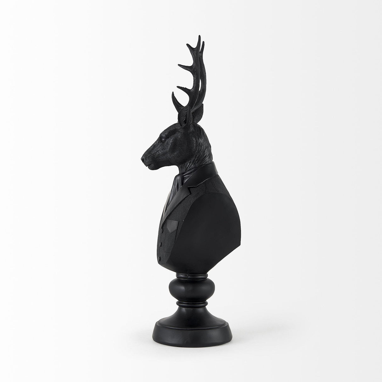 Mercana Mozart 8.2L x 6.0W x 22.5H Black Painted Resin Deer Bust