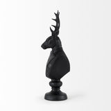 Mercana Mozart 8.2L x 6.0W x 22.5H Black Painted Resin Deer Bust