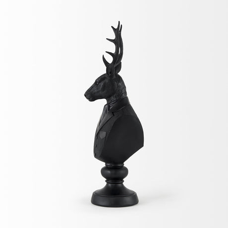 Mercana Mozart 8.2L x 6.0W x 22.5H Black Painted Resin Deer Bust