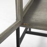 Mercana Arelius 36L x 18W x 32H Gray Wood, Black Metal Base w/ 2 Glass Doors Accent Cabinet