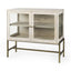 Mercana Arelius 36L x 18W x 32H White Wood, Gold Metal Base w/ 2 Glass Doors Accent Cabinet