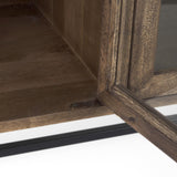 Mercana Arelius 70L x 18W x 32H Medium Brown, Black Metal Base w/ 4 Glass Door Cabinets Sideboard