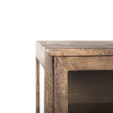 Mercana Arelius 70L x 18W x 32H Medium Brown, Black Metal Base w/ 4 Glass Door Cabinets Sideboard