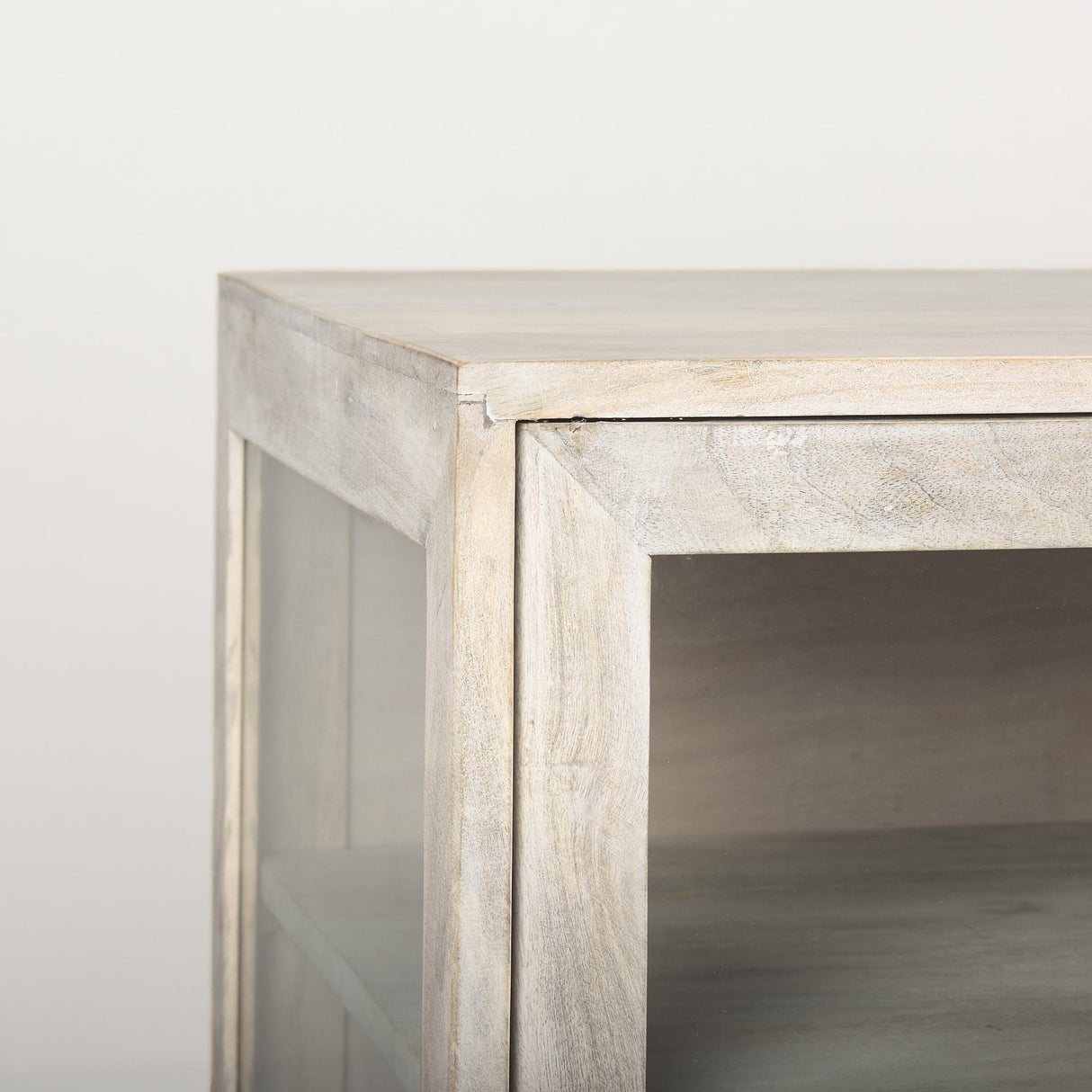 Mercana Arelius 70L x 18W x 32H White Wood W/ Gold Metal Base 4 Door Glass Cabinet Sideboard