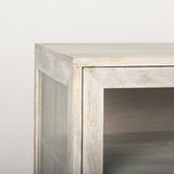 Mercana Arelius 70L x 18W x 32H White Wood W/ Gold Metal Base 4 Door Glass Cabinet Sideboard