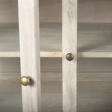 Mercana Arelius 70L x 18W x 32H White Wood W/ Gold Metal Base 4 Door Glass Cabinet Sideboard