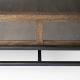 Mercana Arelius 42" Square Glass-Top Medium Brown w/ Black Metal Base Display Coffee Table