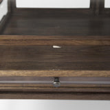 Mercana Arelius 42" Square Glass-Top Medium Brown w/ Black Metal Base Display Coffee Table