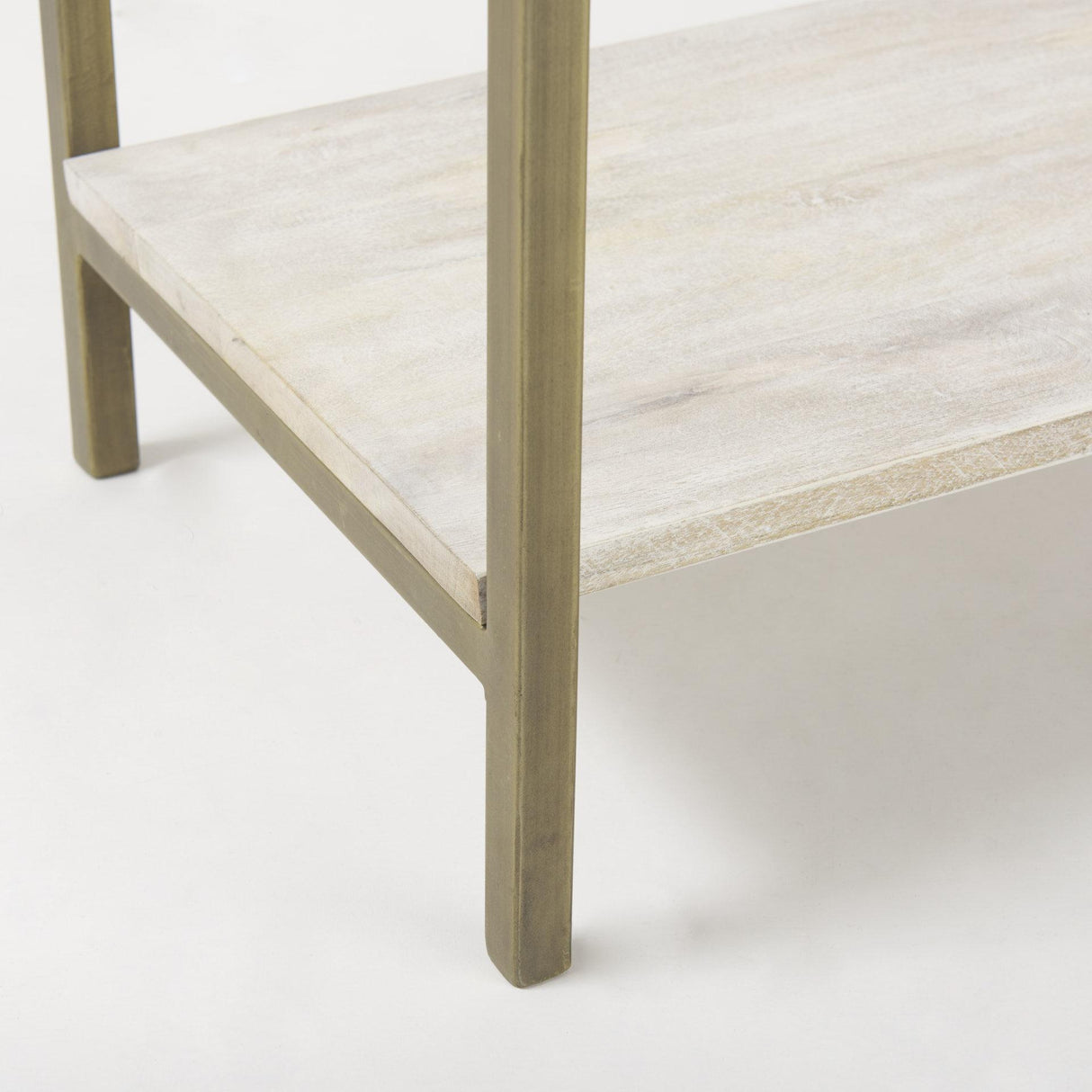 Mercana Arelius 36L x 18.75W x 63H White Wood W/ Gold Metal Base Display Cabinet