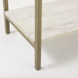 Mercana Arelius 36L x 18.75W x 63H White Wood W/ Gold Metal Base Display Cabinet