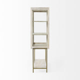 Mercana Arelius 36L x 18.75W x 63H White Wood W/ Gold Metal Base Display Cabinet