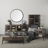Mercana Arelius 20L x 18W x 26H Medium Brown Wood W/ Black Metal Frame End/Side Table