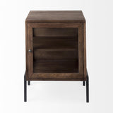 Mercana Arelius 20L x 18W x 26H Medium Brown Wood W/ Black Metal Frame End/Side Table