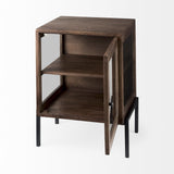 Mercana Arelius 20L x 18W x 26H Medium Brown Wood W/ Black Metal Frame End/Side Table