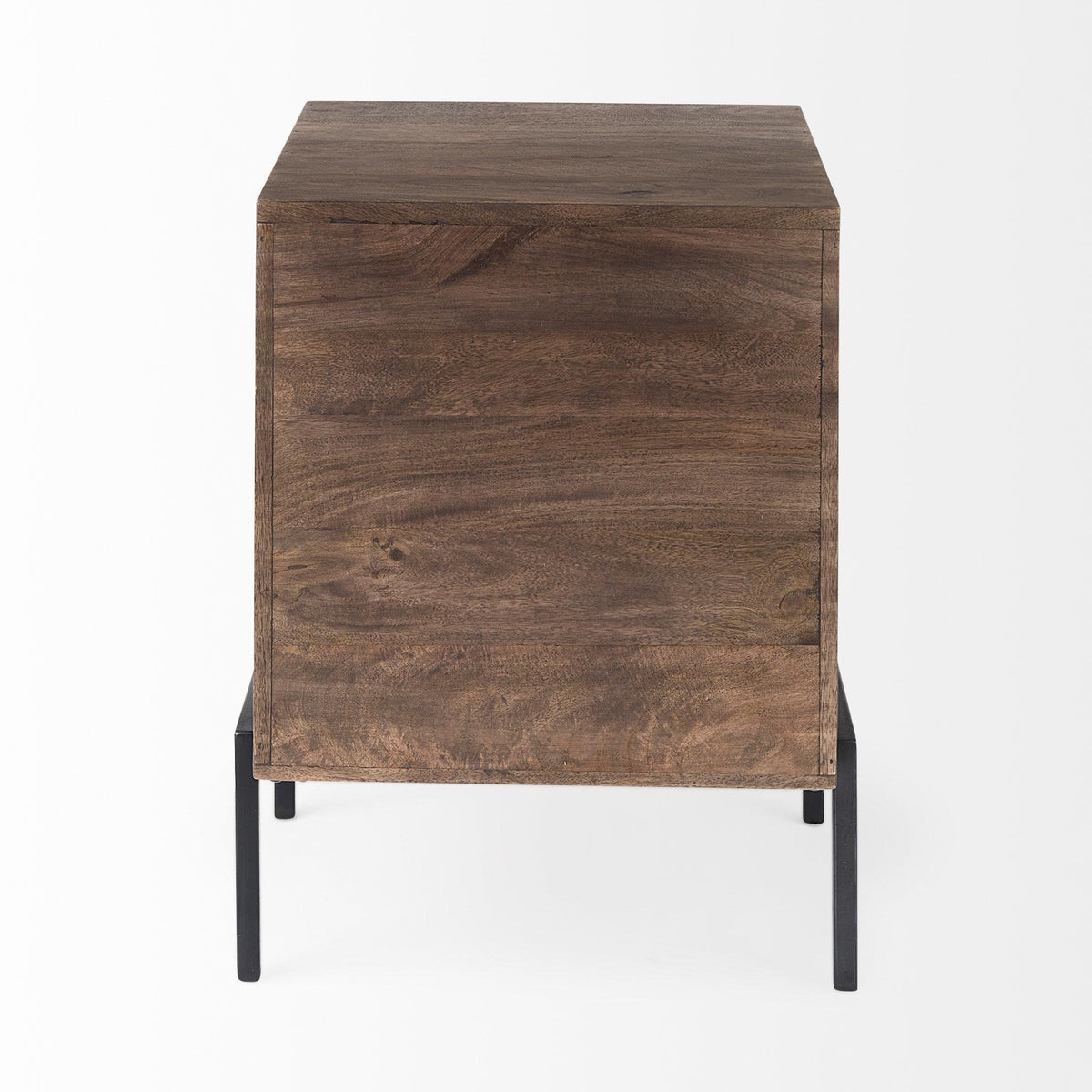 Mercana Arelius 20L x 18W x 26H Medium Brown Wood W/ Black Metal Frame End/Side Table