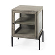 Mercana Arelius 20L x 18W x 26H Gray Wood W/ Black Metal Frame End/Side Table