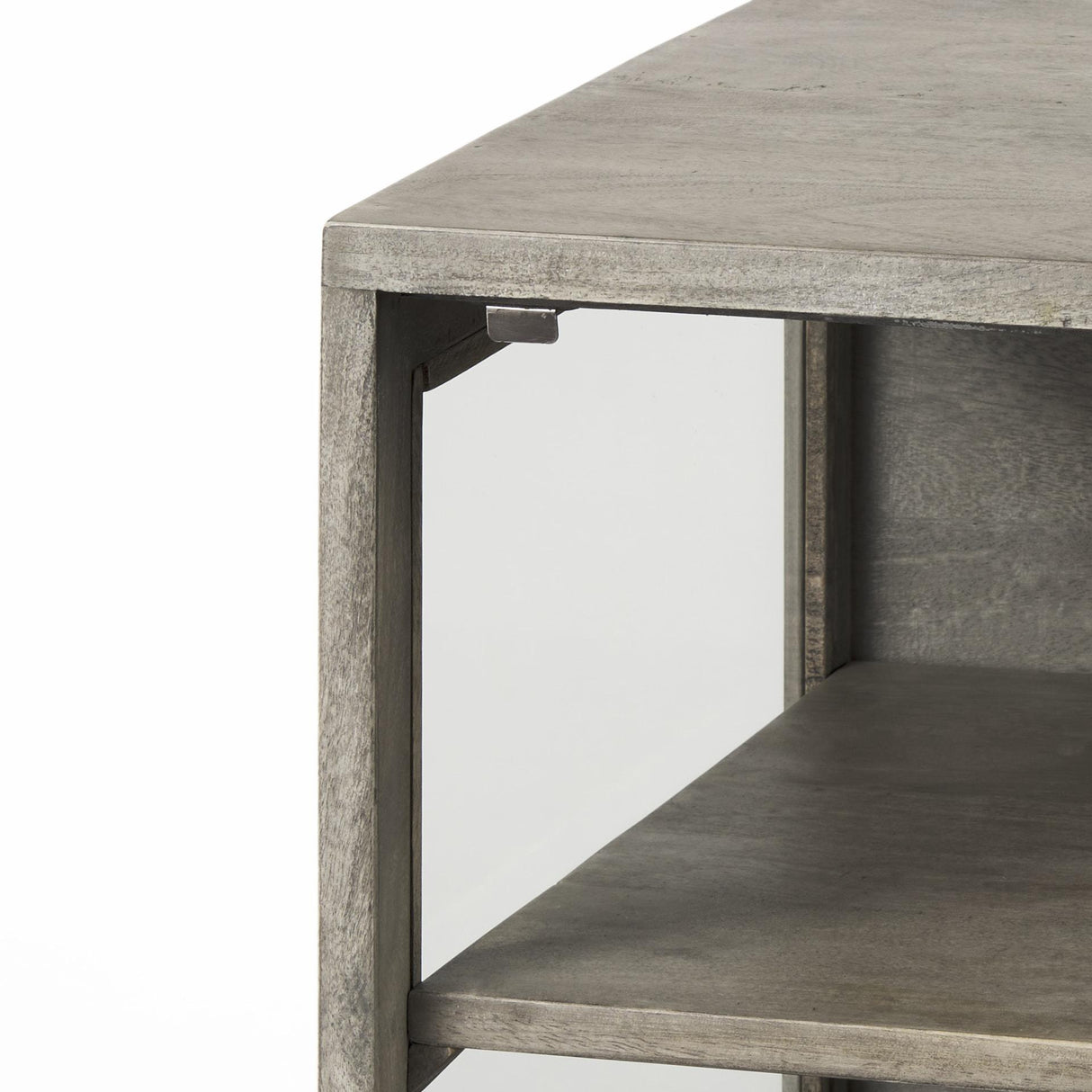 Mercana Arelius 20L x 18W x 26H Gray Wood W/ Black Metal Frame End/Side Table