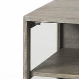 Mercana Arelius 20L x 18W x 26H Gray Wood W/ Black Metal Frame End/Side Table