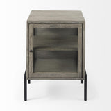 Mercana Arelius 20L x 18W x 26H Gray Wood W/ Black Metal Frame End/Side Table