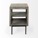 Mercana Arelius 20L x 18W x 26H Gray Wood W/ Black Metal Frame End/Side Table